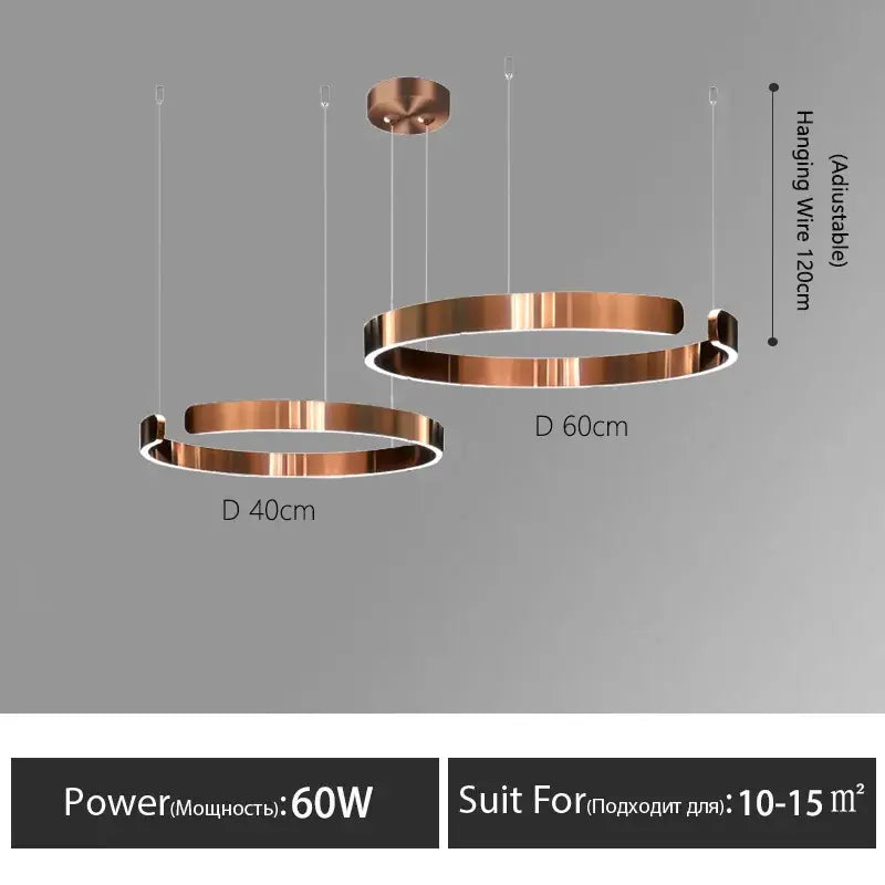 Modern minimalist led round ring chandelier for dining room