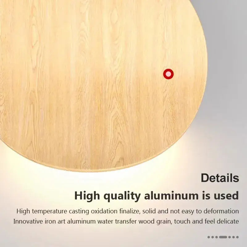 Modern wooden round wall lamp bedroom ambient lighting
