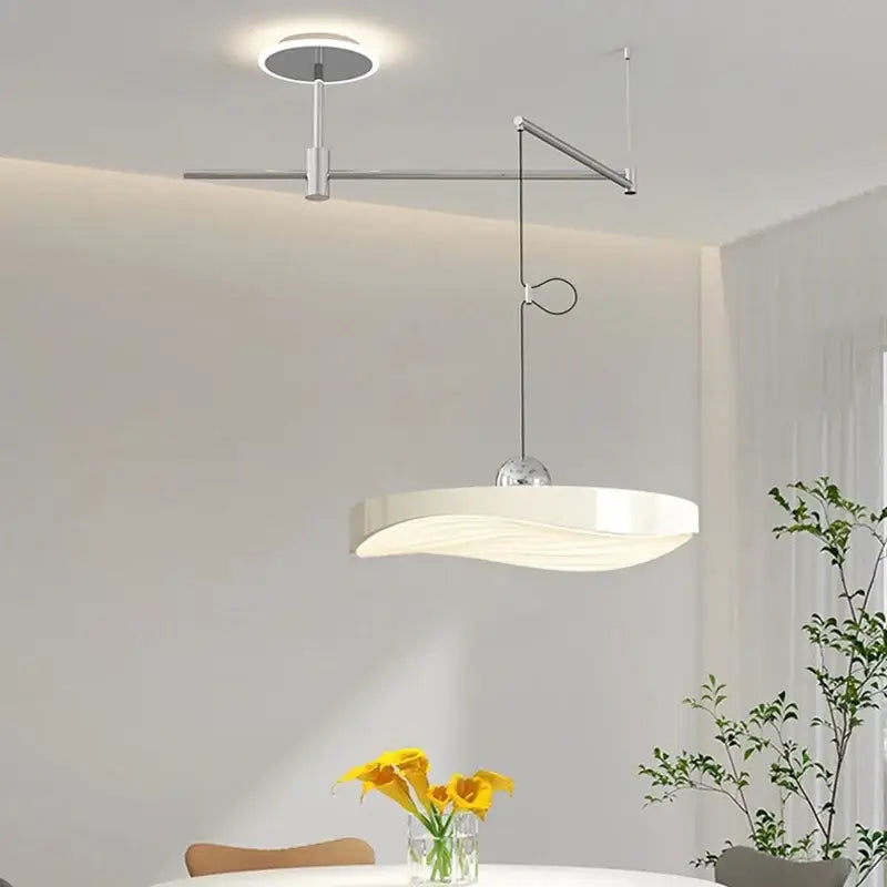 Modern black & chrome led saucer chandelier – dining room light