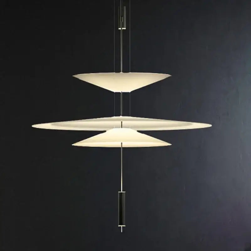 Modern white and black led saucer chandelier dining room pendant