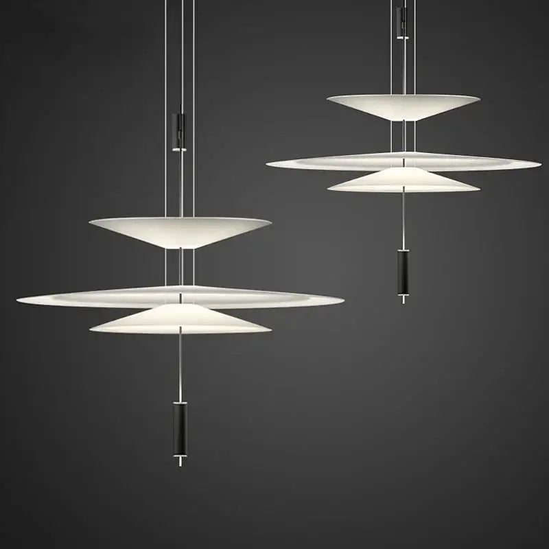 Modern white and black led saucer chandelier dining room pendant