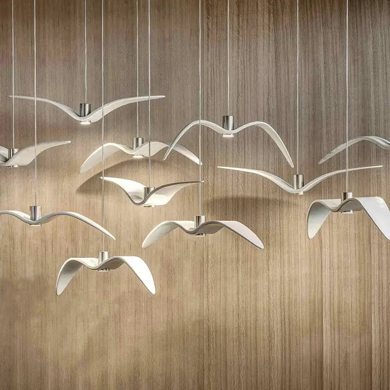 Modern white led seagull chandelier – dining room pendant light