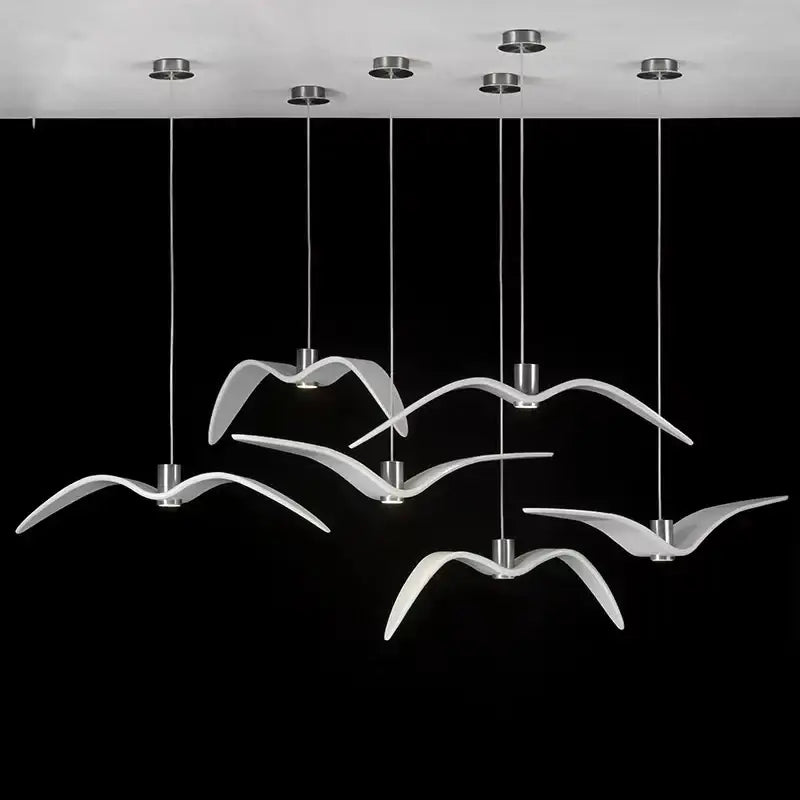 Modern white led seagull chandelier – dining room pendant light