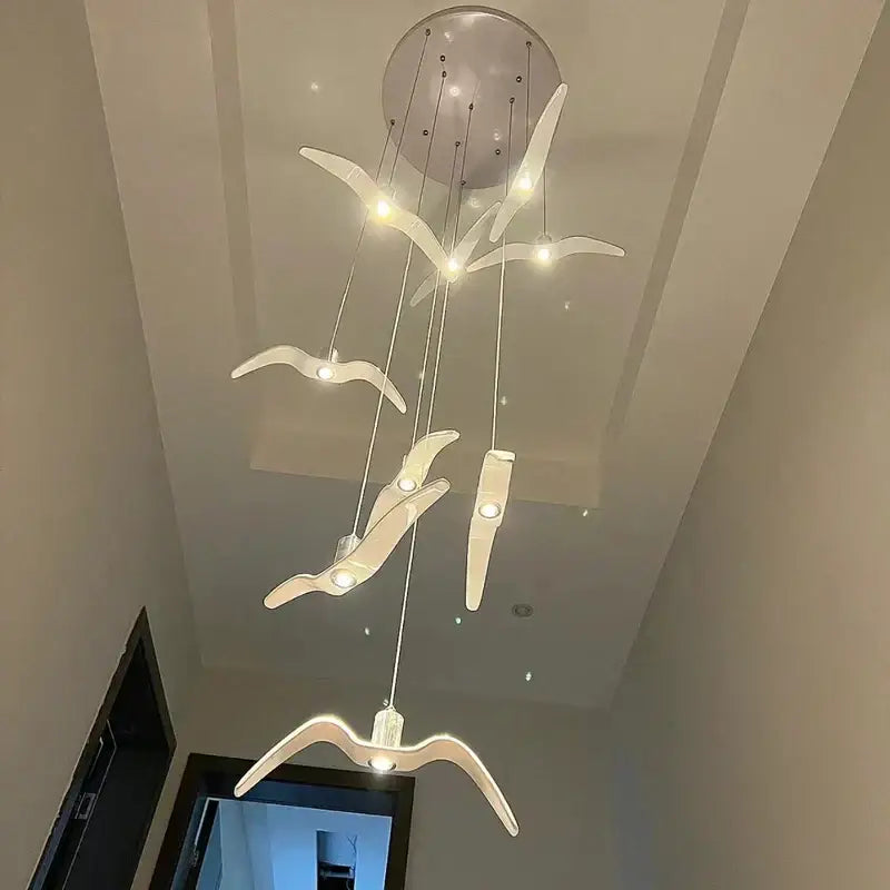 Modern white led seagull chandelier – dining room pendant light