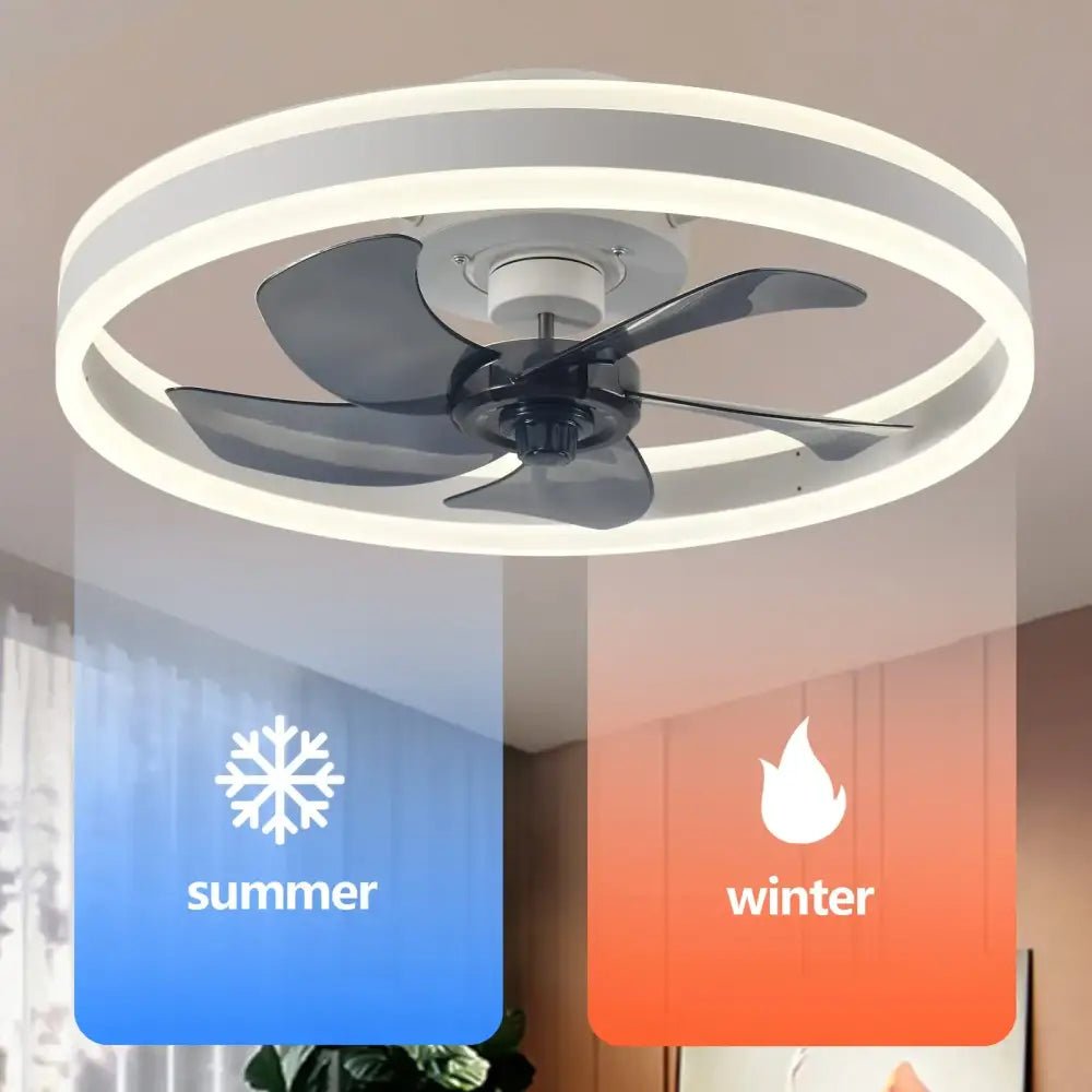 Modern black & white circular ceiling fan light bedroom decor