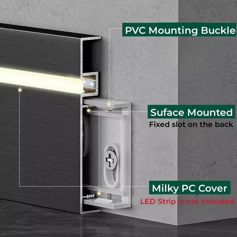 Modern wood & black led skirting aluminum profiles living room decor