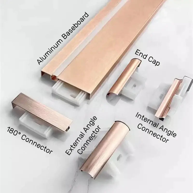 Modern wood & black led skirting aluminum profiles living room decor
