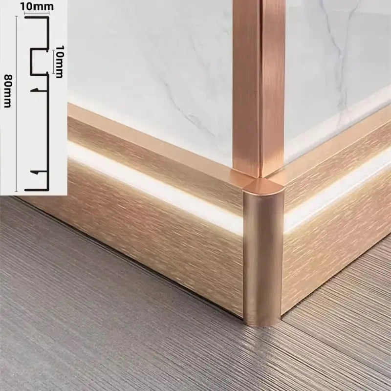 Modern wood & black led skirting aluminum profiles living room decor