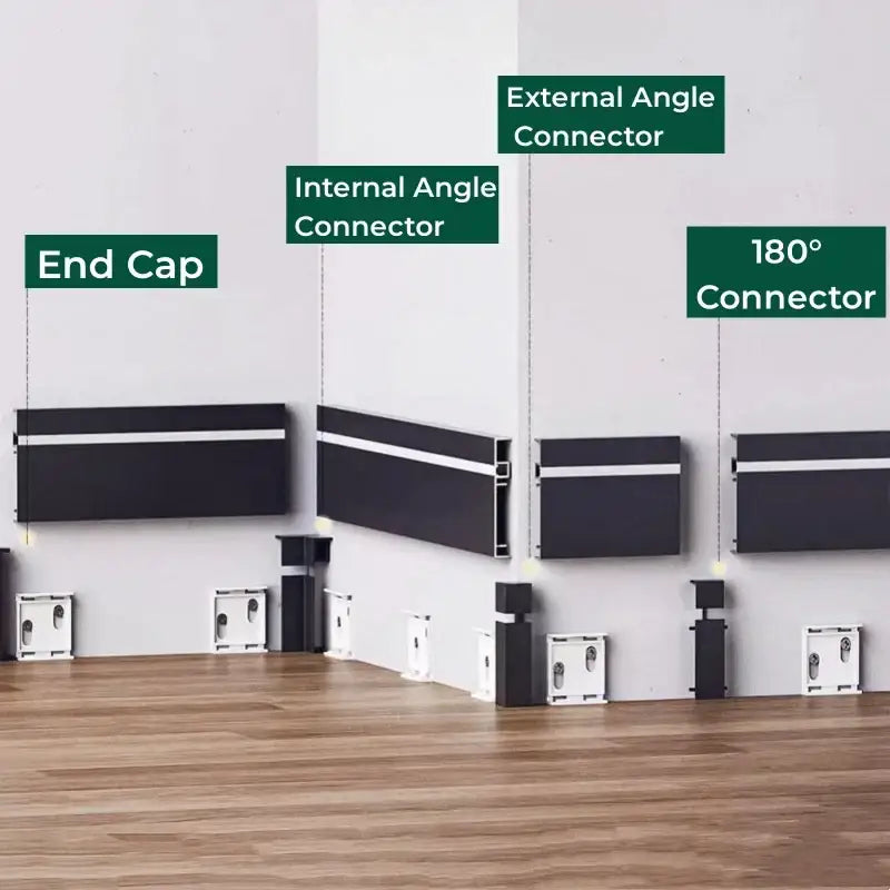 Modern wood & black led skirting aluminum profiles living room decor