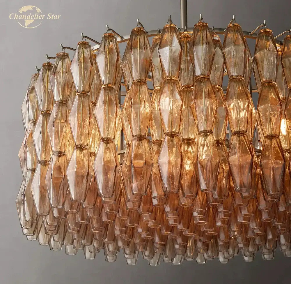 Modern amber led smoke glass chandelier living room pendant light