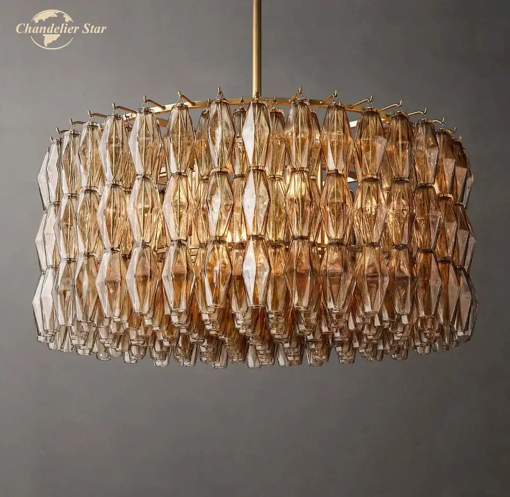 Modern amber led smoke glass chandelier living room pendant light