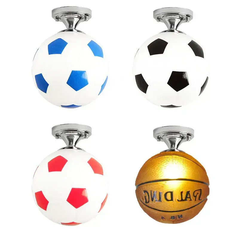 Soccer and basketball chrome ball ceiling light for boys bedroom
