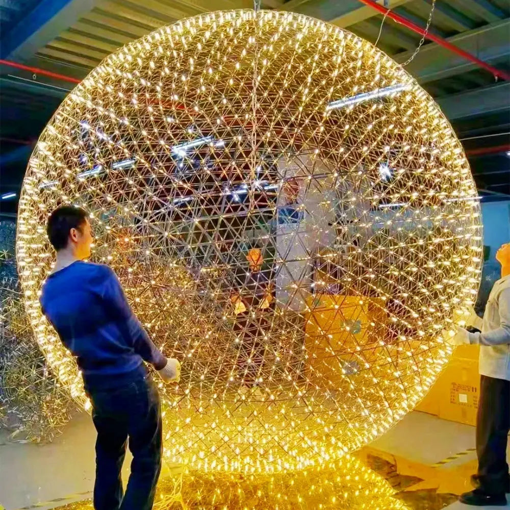 Modern golden led spark ball pendant light for living room