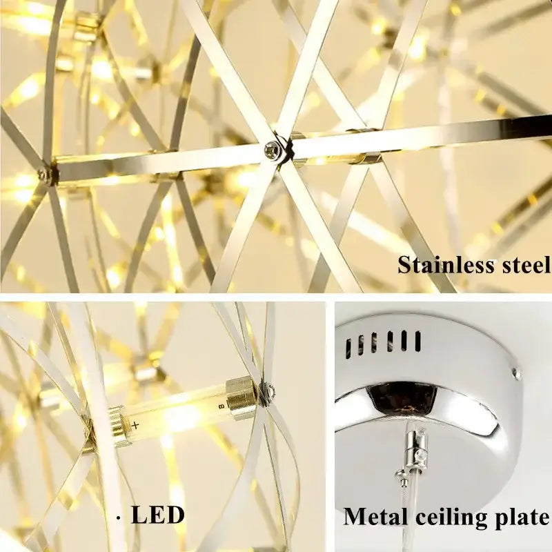 Modern golden led spark ball pendant light for living room