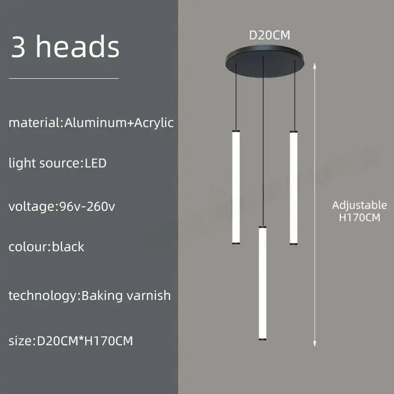 Modern black led spiral ceiling chandelier living room light