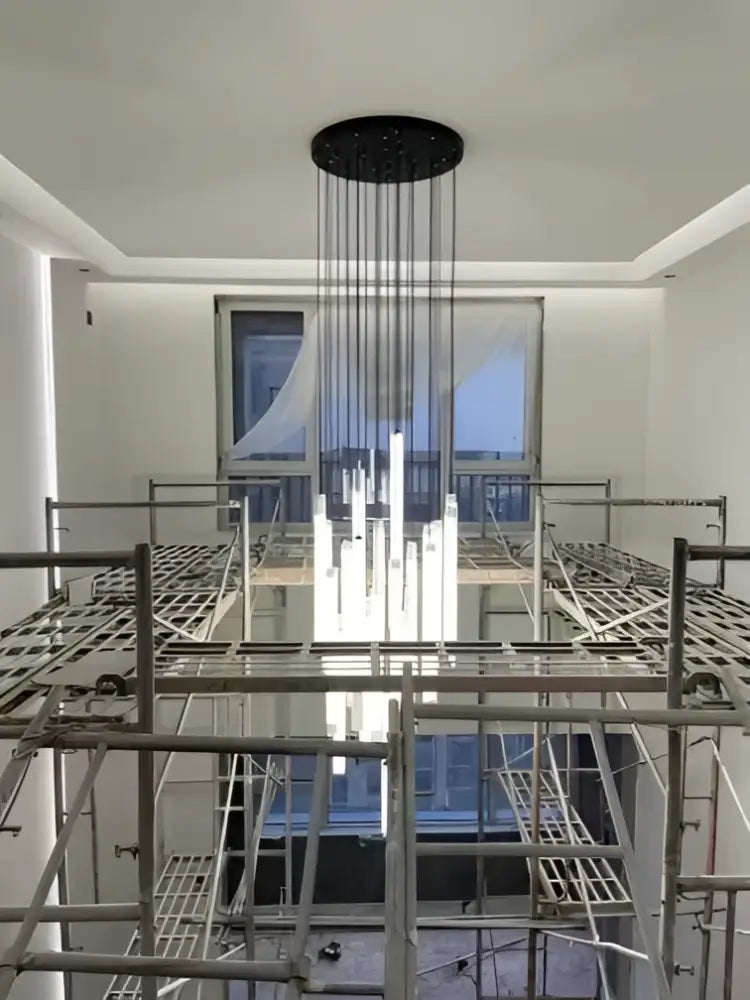 Modern black led spiral staircase ceiling chandelier for living room