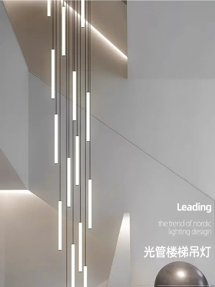 Modern black led spiral staircase ceiling chandelier for living room