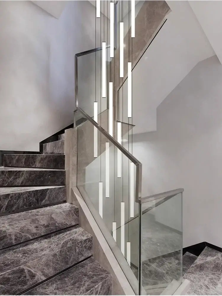 Modern black led spiral staircase chandelier for living room