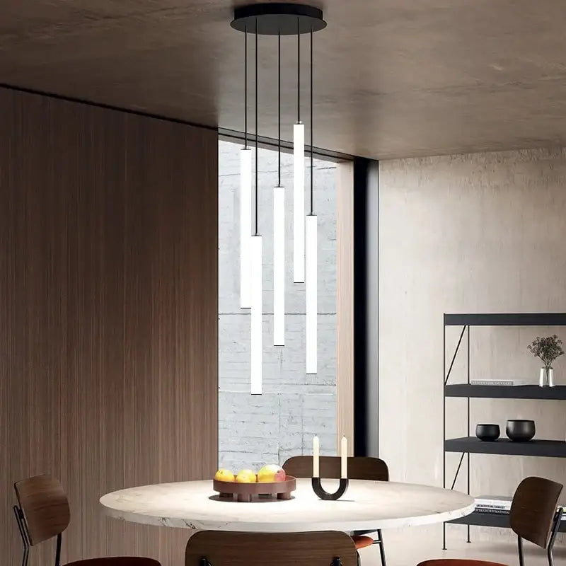Modern black led spiral staircase chandelier for living room