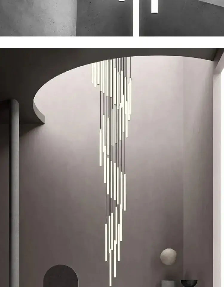 Modern black led spiral staircase chandelier – living room pendant