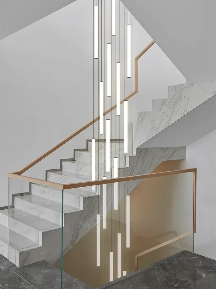 Modern black led spiral staircase chandelier for dining room