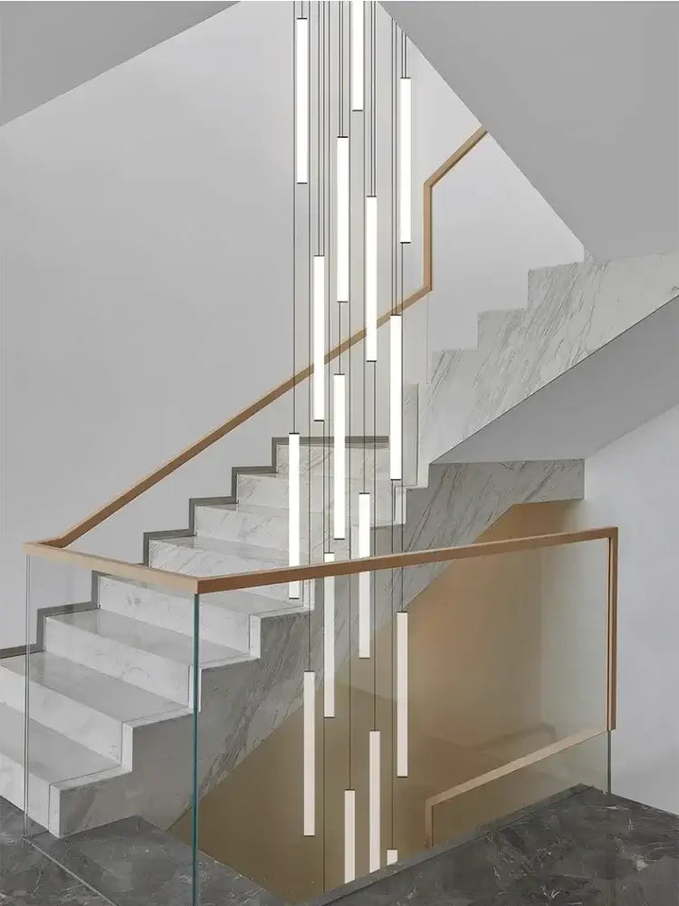 Modern black led spiral staircase chandelier for living room