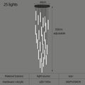 Modern black & white led spiral staircase chandelier living room