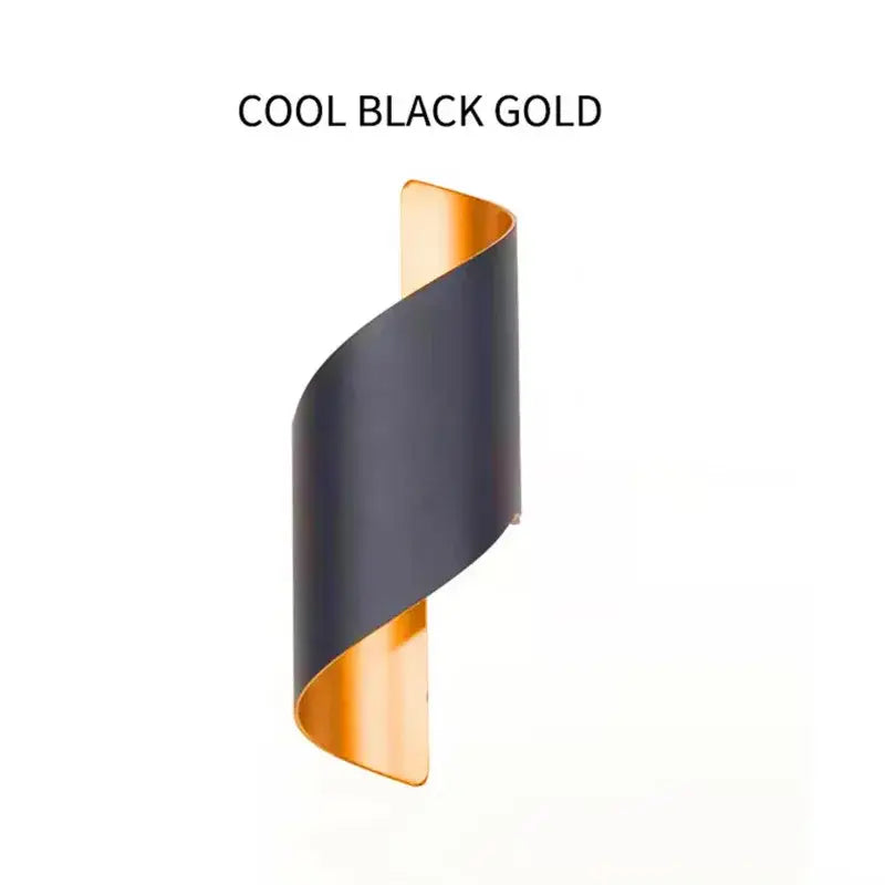 Modern black & gold led spiral wall light outdoor sconce