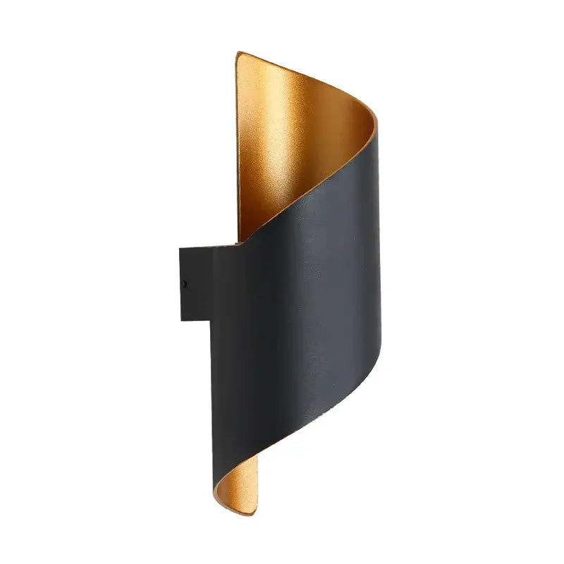 Modern black & gold led spiral wall light outdoor sconce