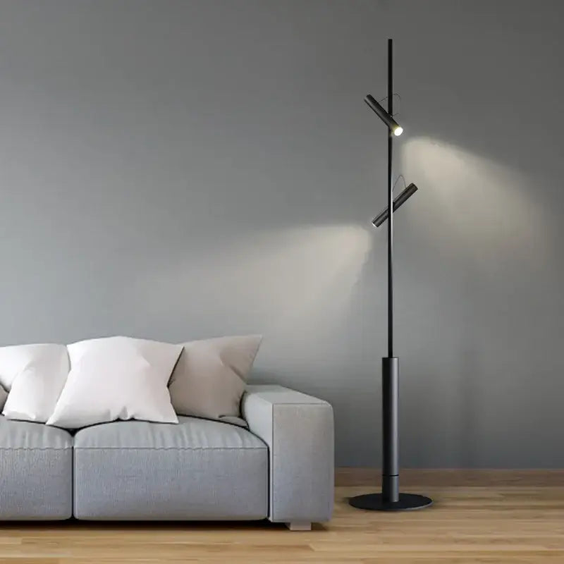 Modern black led spotlight projection floor lamp for living room