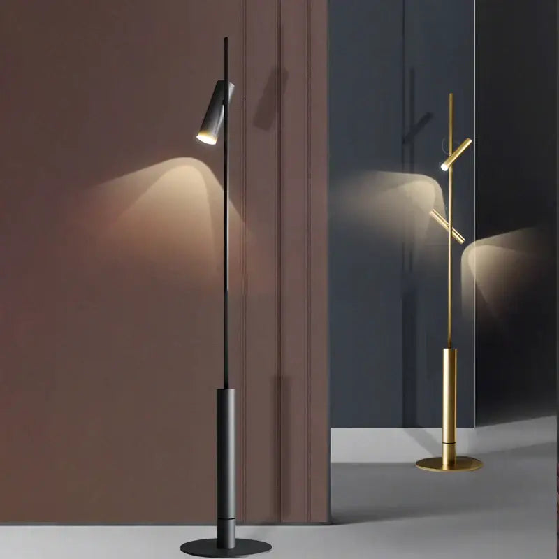 Modern black led spotlight projection floor lamp for living room
