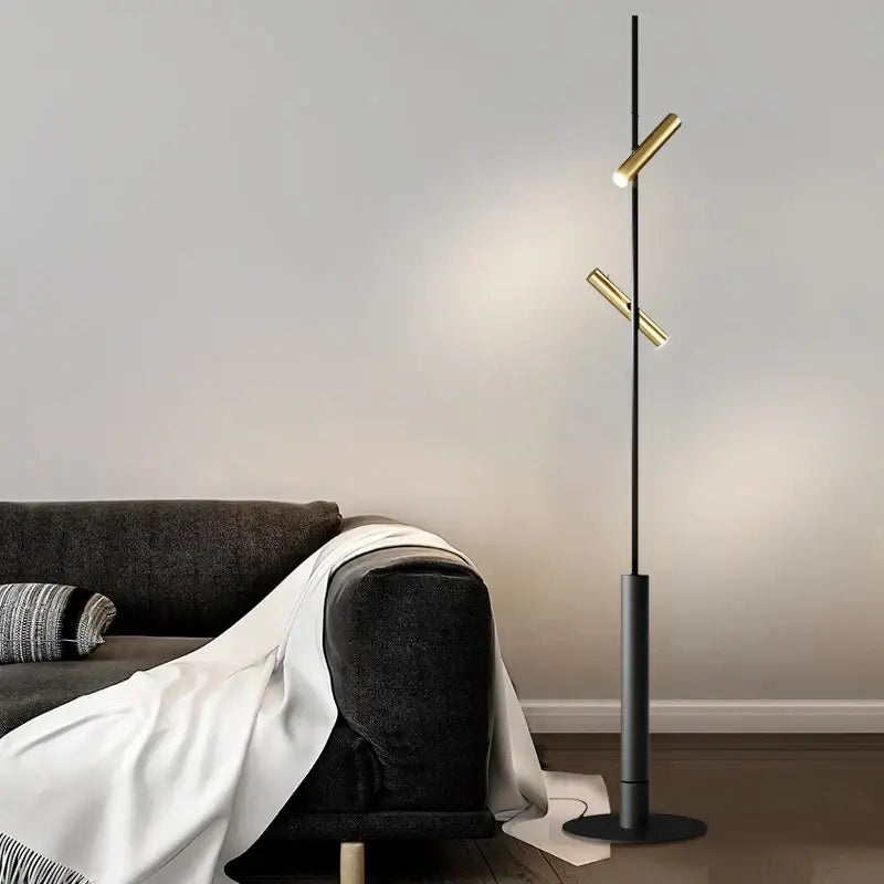 Modern black led spotlight projection floor lamp for living room