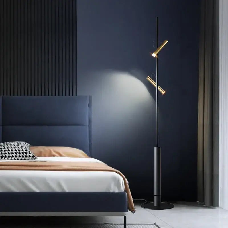 Modern black led spotlight projection floor lamp for living room