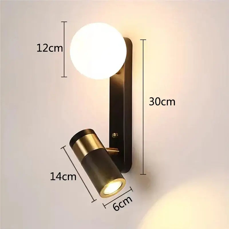Modern black and white led spotlight wall lamp bedroom sconce