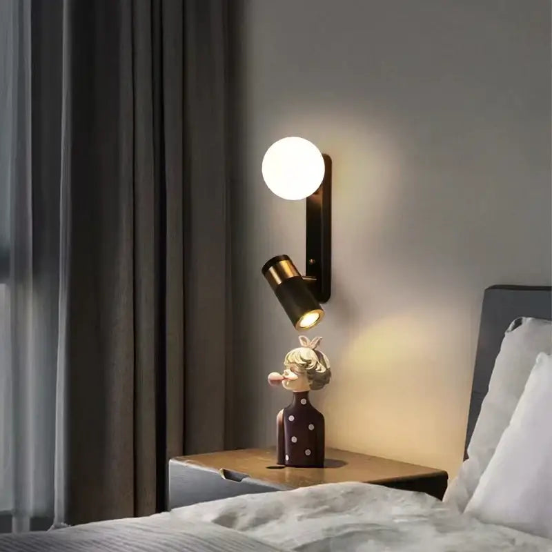 Modern black and white led spotlight wall lamp bedroom sconce