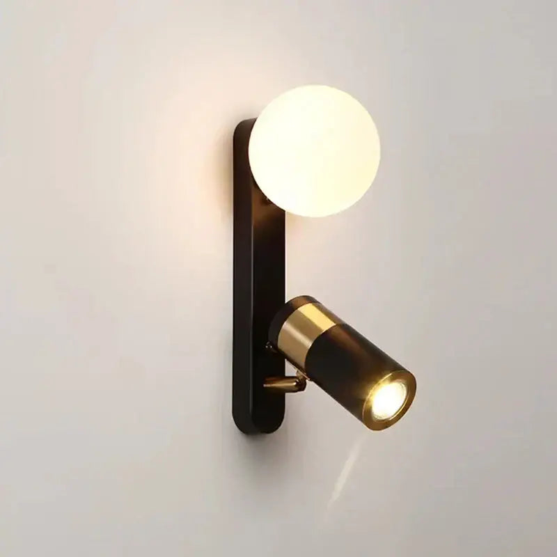 Modern black and white led spotlight wall lamp bedroom sconce