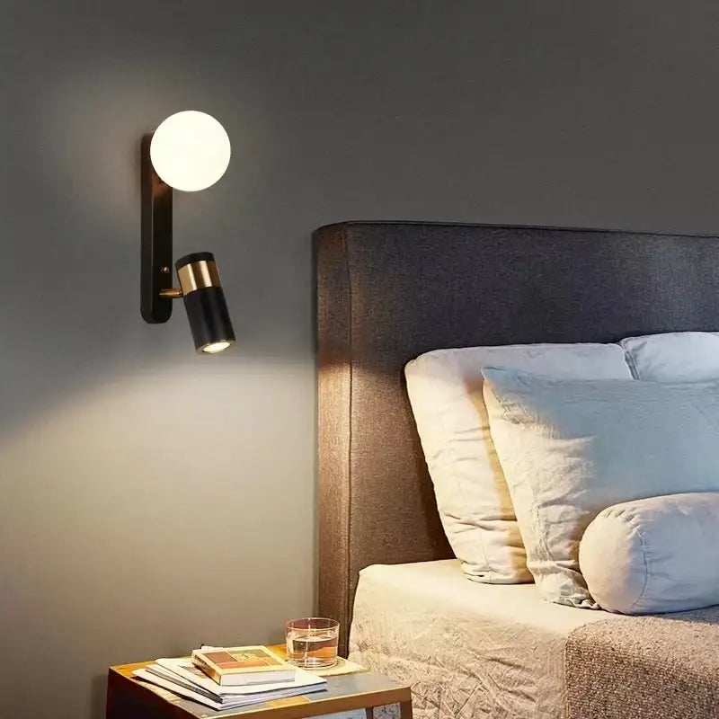 Modern black and white led spotlight wall lamp bedroom sconce