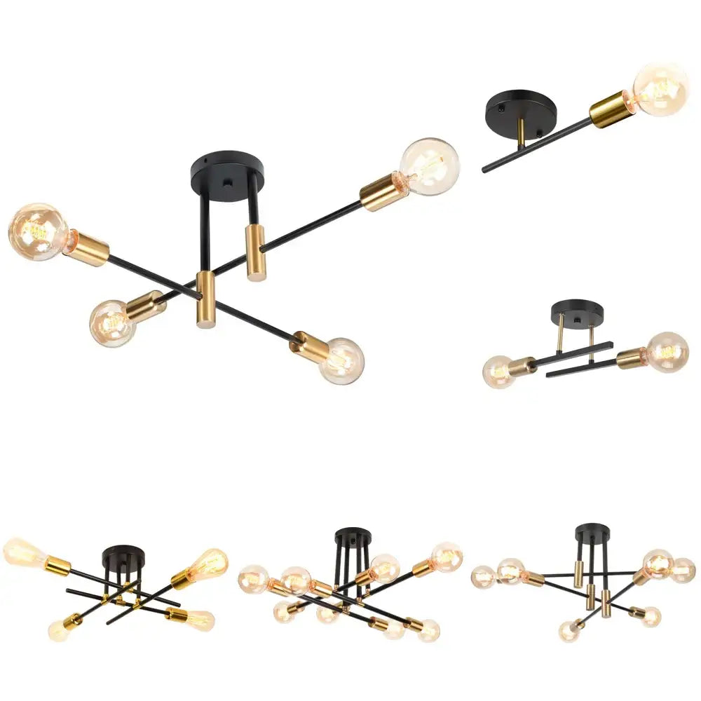 Modern black & brass led sputnik chandelier – living room ceiling light