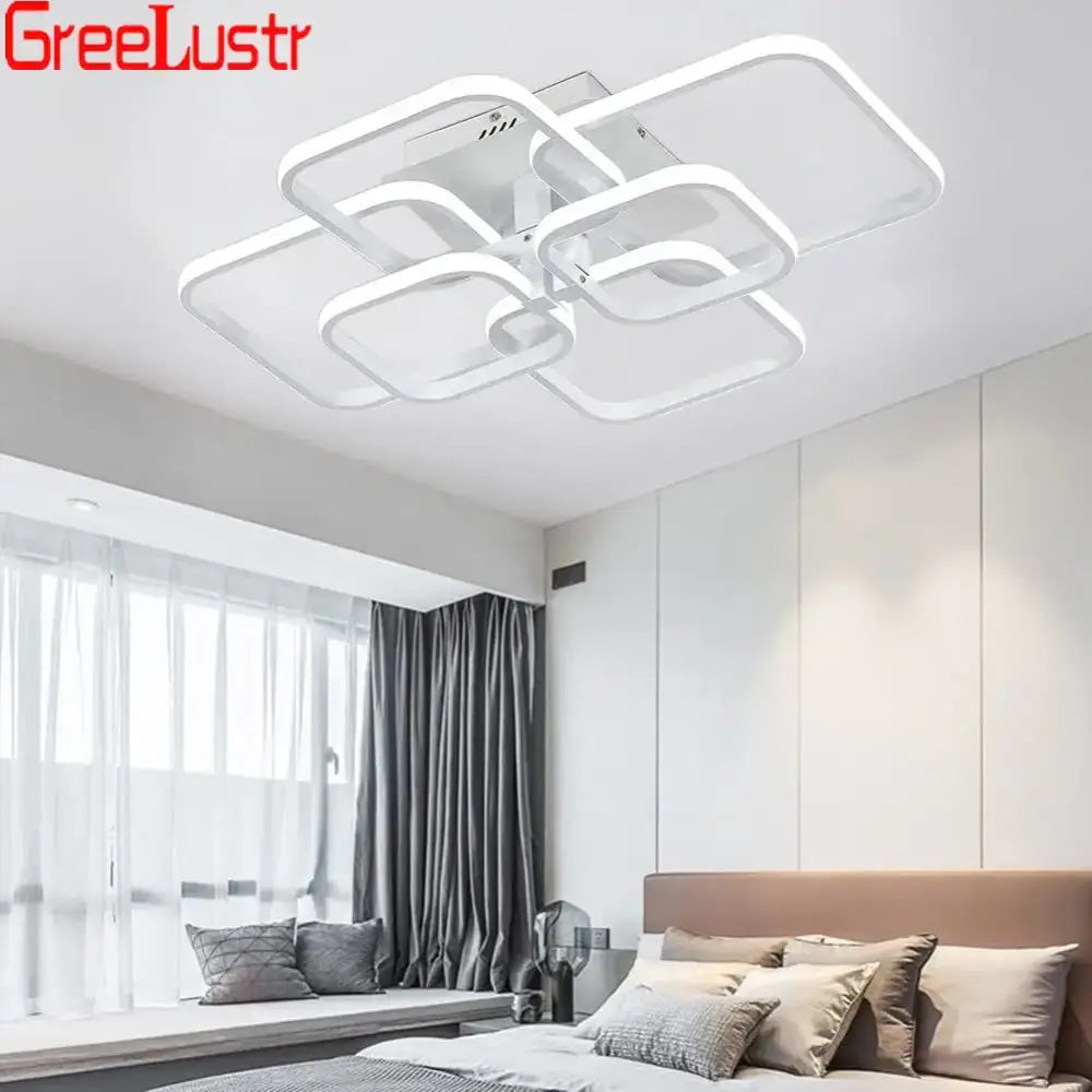 Modern white led square chandelier ceiling light for living room