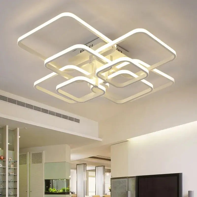 Modern white led square chandelier ceiling light for living room