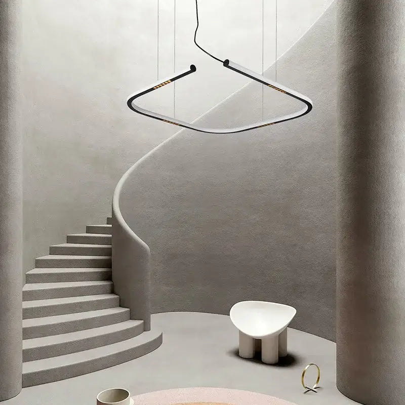 Modern minimalist white & black led square sensor chandelier living room