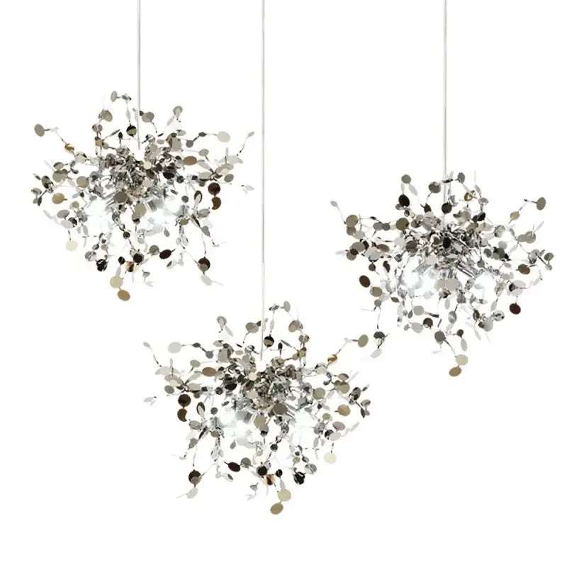 Modern gold leaf led stainless steel chandelier for living room
