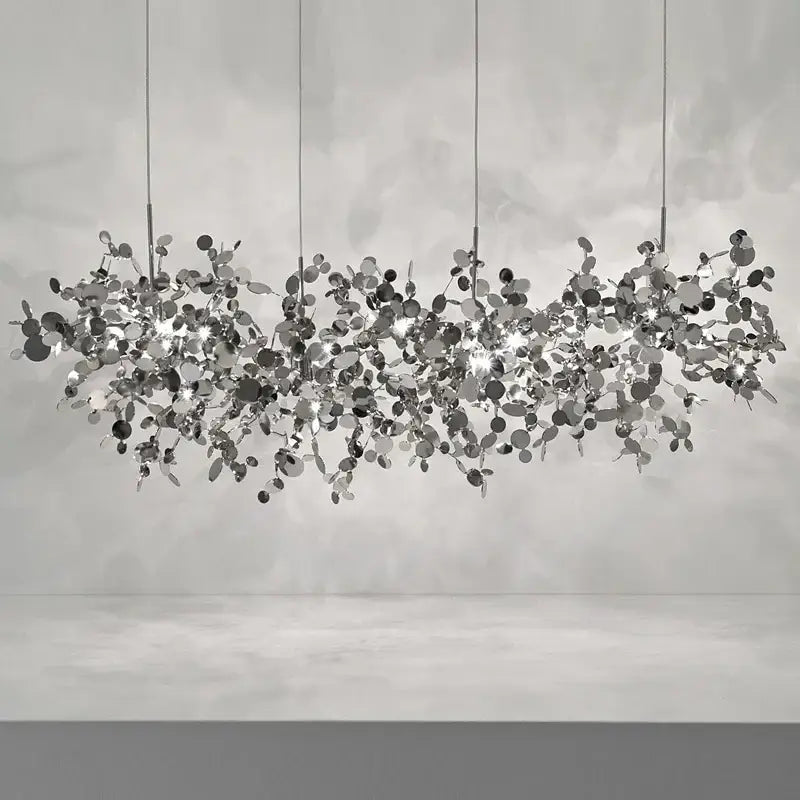 Modern gold leaf led stainless steel chandelier for living room