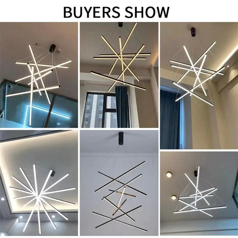Modern geometric black & gold stair ceiling chandelier living room