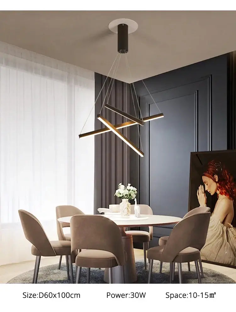 Modern geometric black & gold stair ceiling chandelier living room