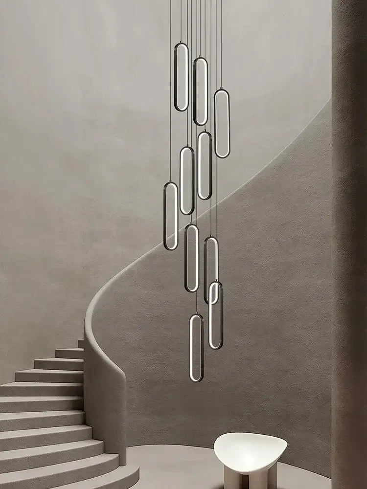 Modern gold led staircase branch chandelier for dining room