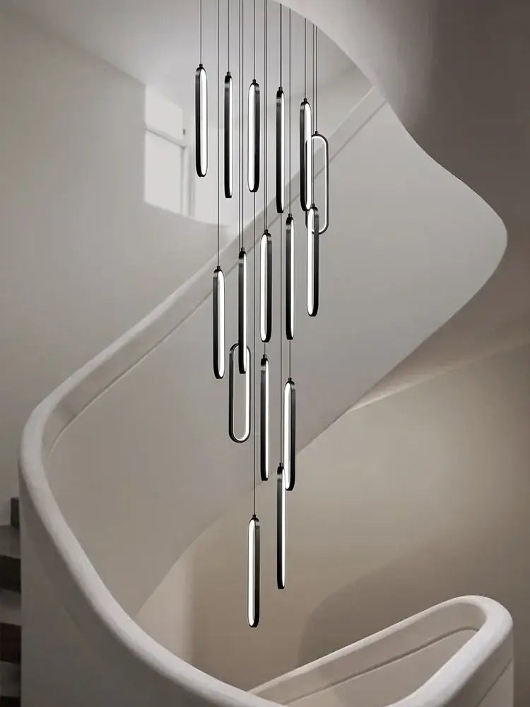 Modern gold led staircase branch chandelier for dining room