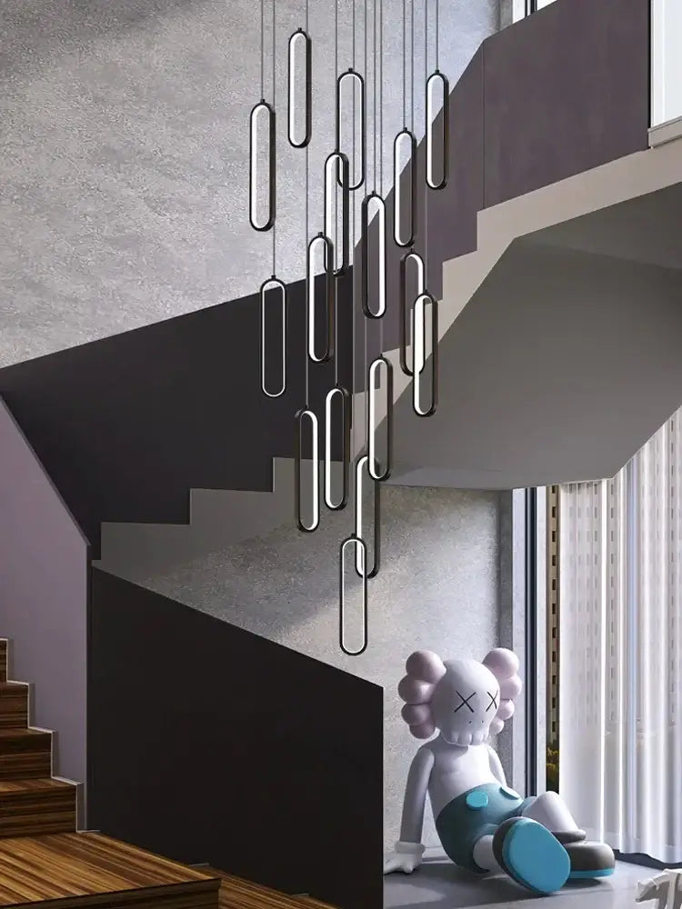 Modern gold led staircase branch chandelier for dining room