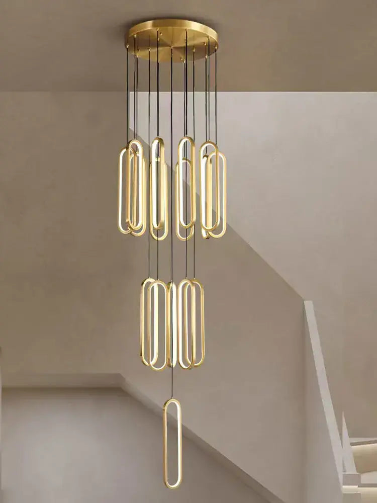 Modern gold led staircase branch chandelier for dining room