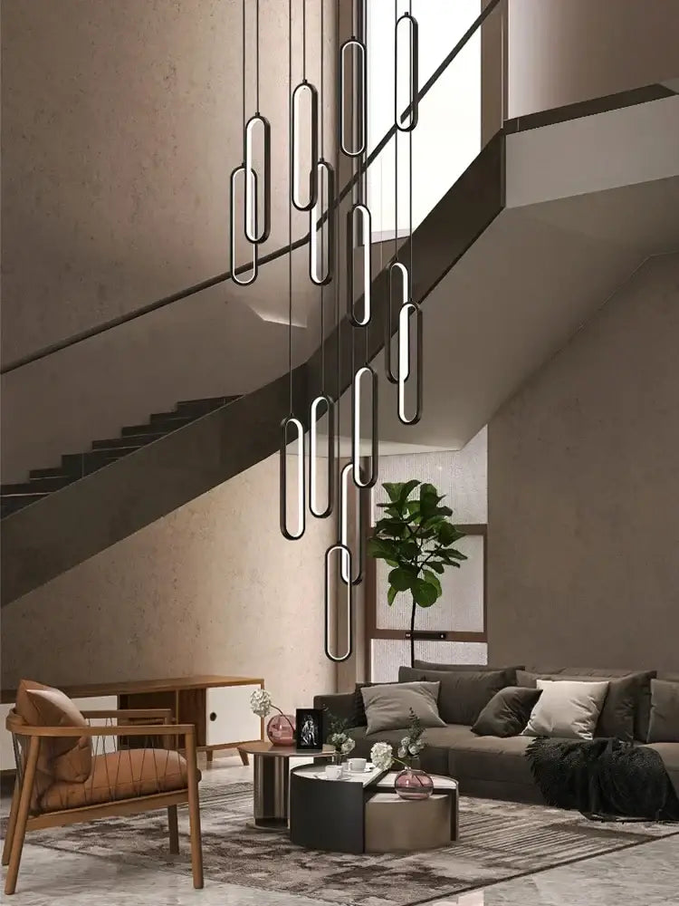 Modern gold led staircase branch chandelier for dining room